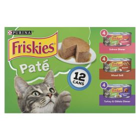 Purina Friskies Wet Cat Food Pate Variety Pack Salmon Turkey and Grilled