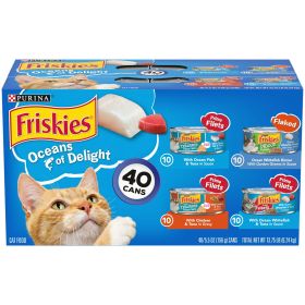 Purina Friskies Ocean Of Delight Wet Cat Food Variety Pack, 5.5 oz Cans (40 Pack)