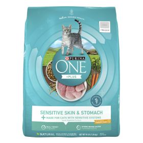 Purina One +Plus Sensitive Skin and Stomach Dry Cat Food Turkey, 16 lb Bag