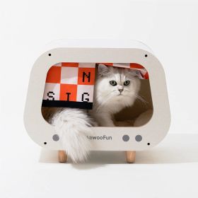 Mewoofun Wood Indoor Cat Shelter Furniture Large Cat House Cat Condo TV Cat Bed (Style: QM008)